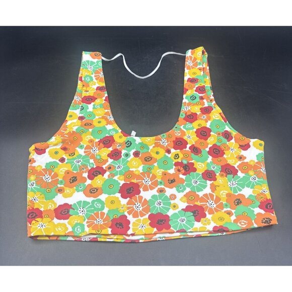 ZARA Women’s Colorful Retro Floral Cropped Top Bralette Sports Bra Sz L NEW - Picture 3 of 9